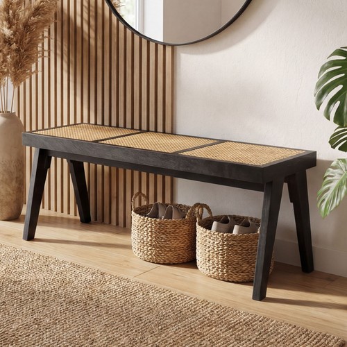 Sitzbank rattan massivholz - sitzbank,